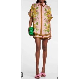 Floral pink and green shirt and shorts set